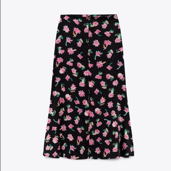 Zara FLORAL SATIN EFFECT SKIRT size M - Picture 6 of 11